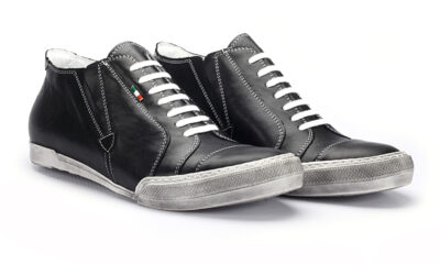 Trampki Męskie Skórzane Czarne Thomas