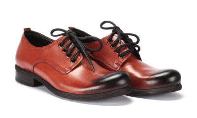 Obuwie Męskie Skórzane Pomarańczowe Matt