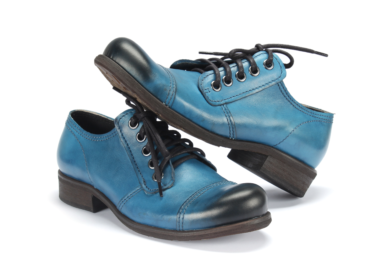 Obuwie Męskie Skórzane Niebieskie Charles - obrazek 3