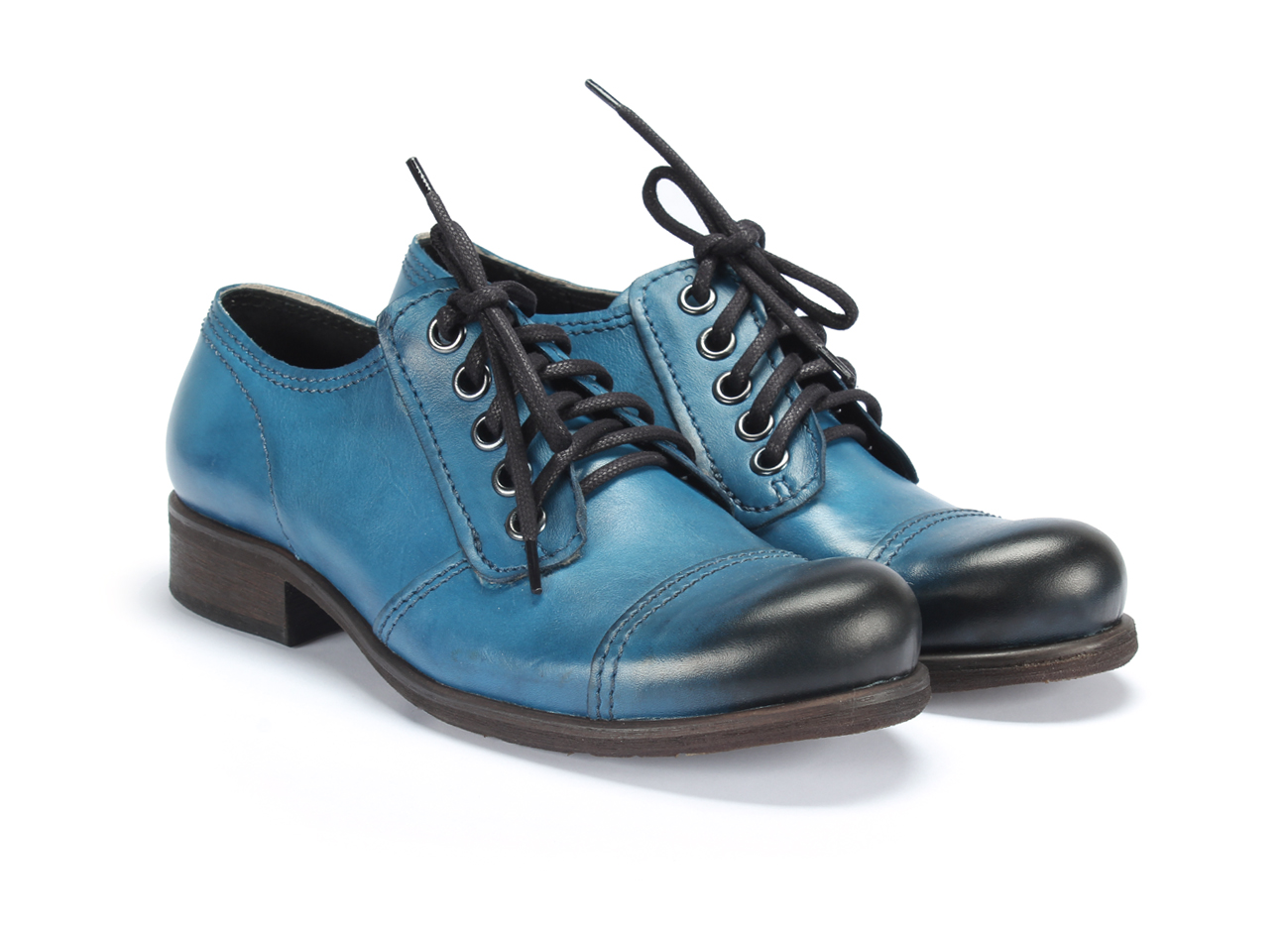 Obuwie Męskie Skórzane Niebieskie Charles