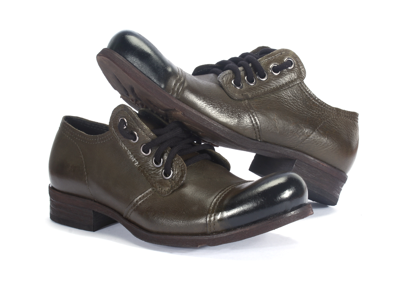 Olive Men's Leather Casual Shoes Charles