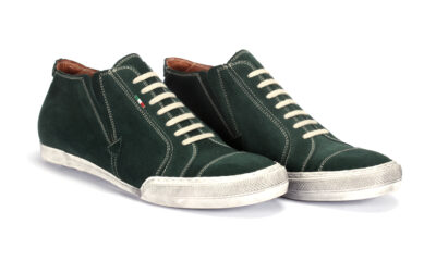 Trampki Męskie Skórzane Zamszowe Zielone Thomas