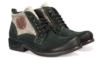 Botki Męskie Skórzane Zamszowe Ciemnozielone Felix