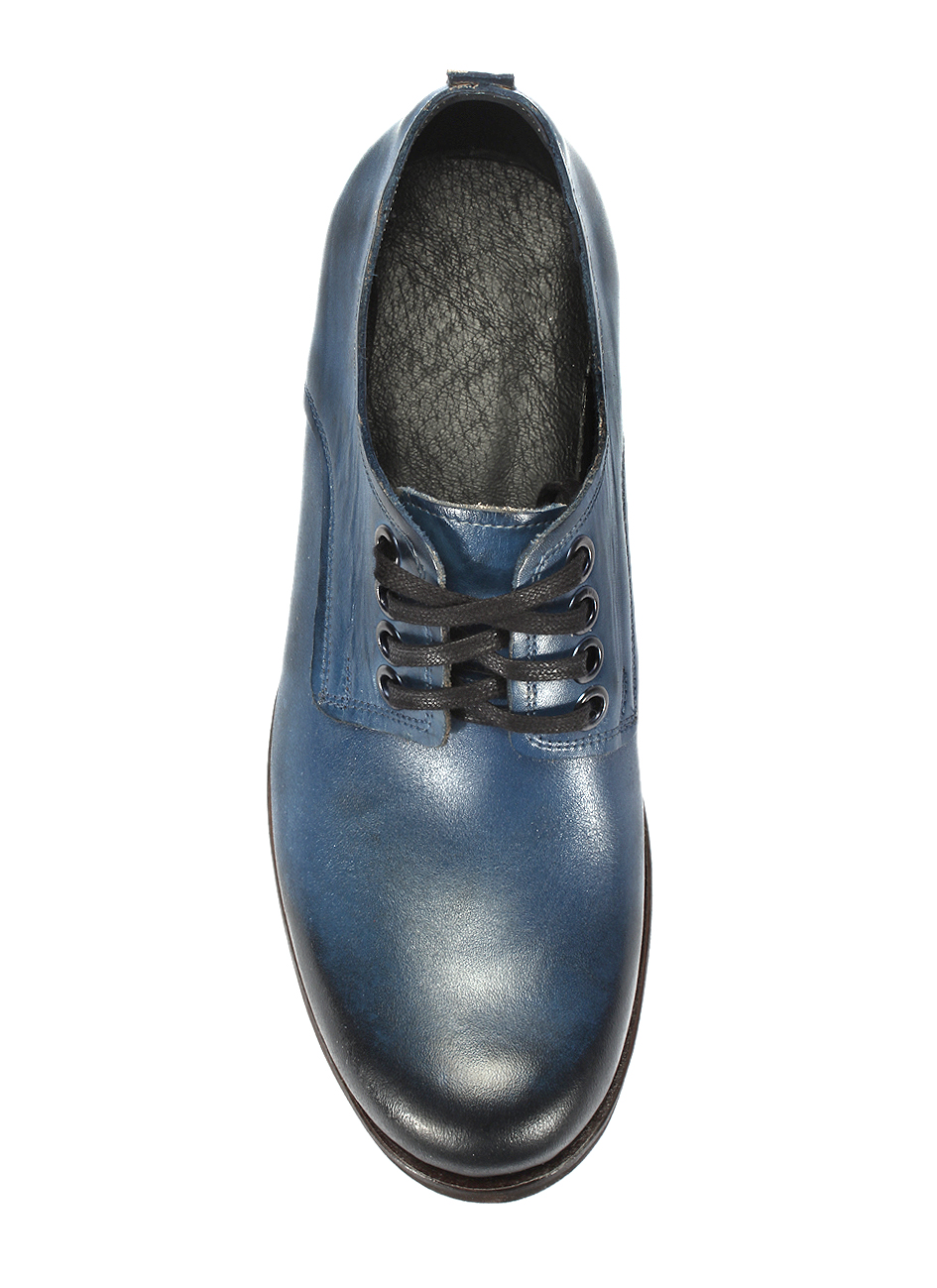 Obuwie Męskie Skórzane Niebieskie Malowane Matt - obrazek 4