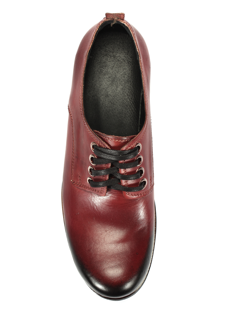 Obuwie Męskie Skórzane Bordowe Malowane Matt - obrazek 4