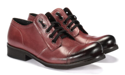 Obuwie Męskie Skórzane Bordowe Charles