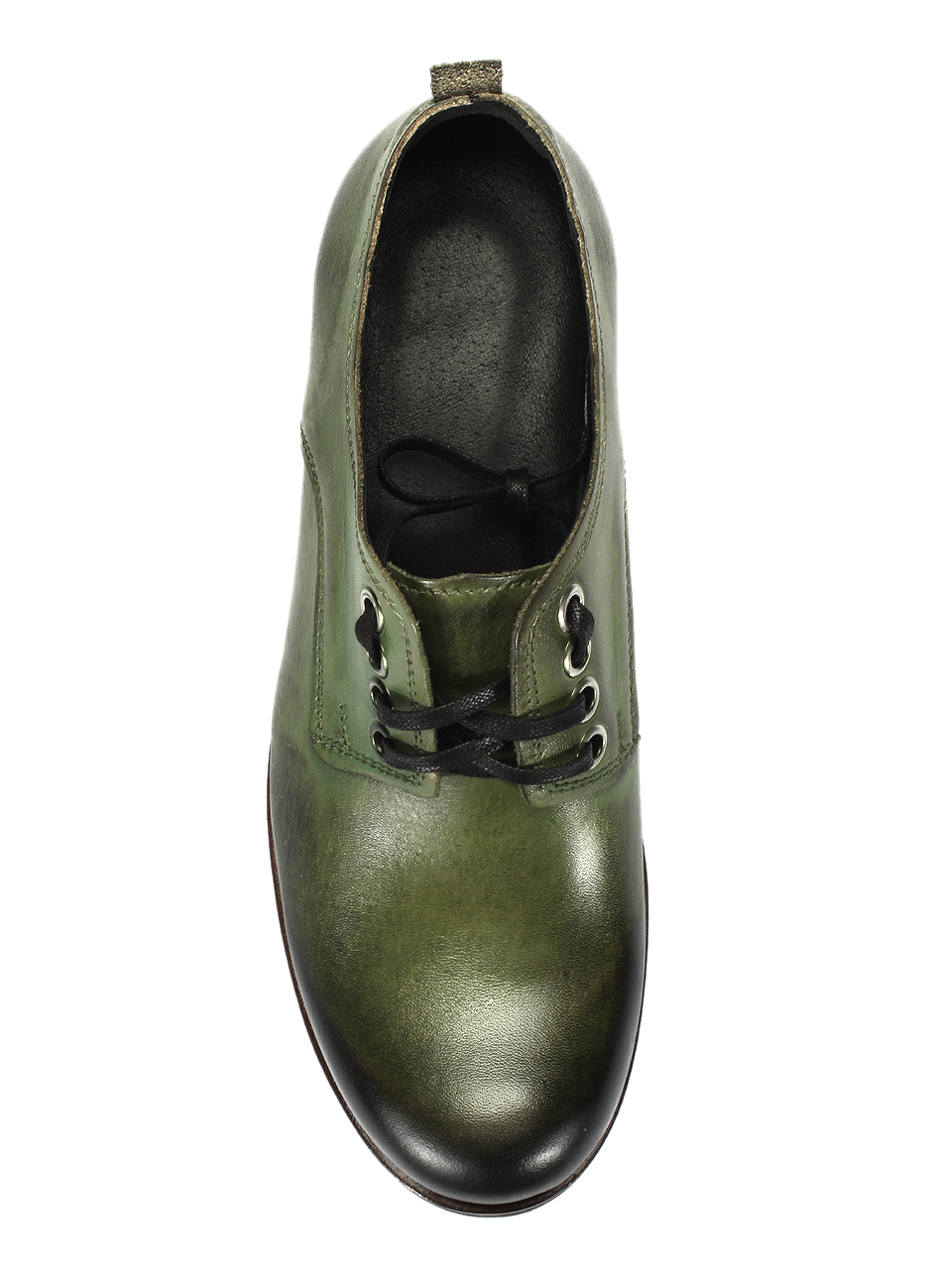 Obuwie Męskie Skórzane Zielone Matt - obrazek 4