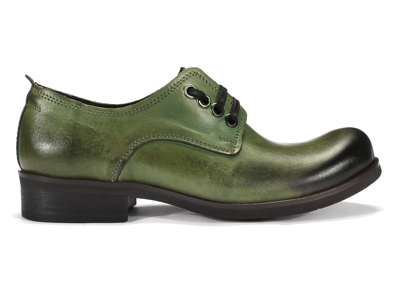 Obuwie Męskie Skórzane Zielone Matt - obrazek 2