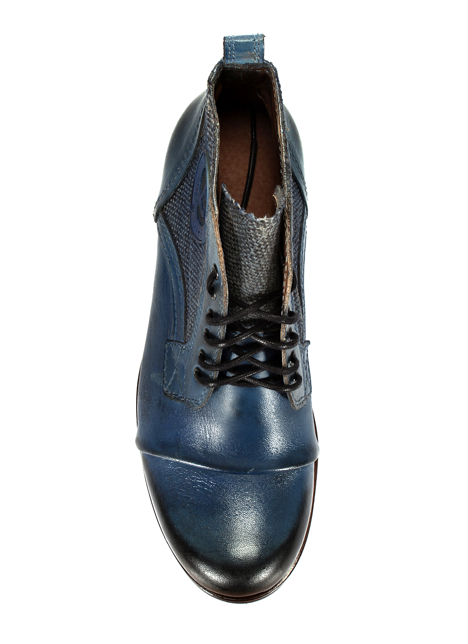 Botki Męskie Skórzane Niebieskie Malowane Felix - obrazek 4