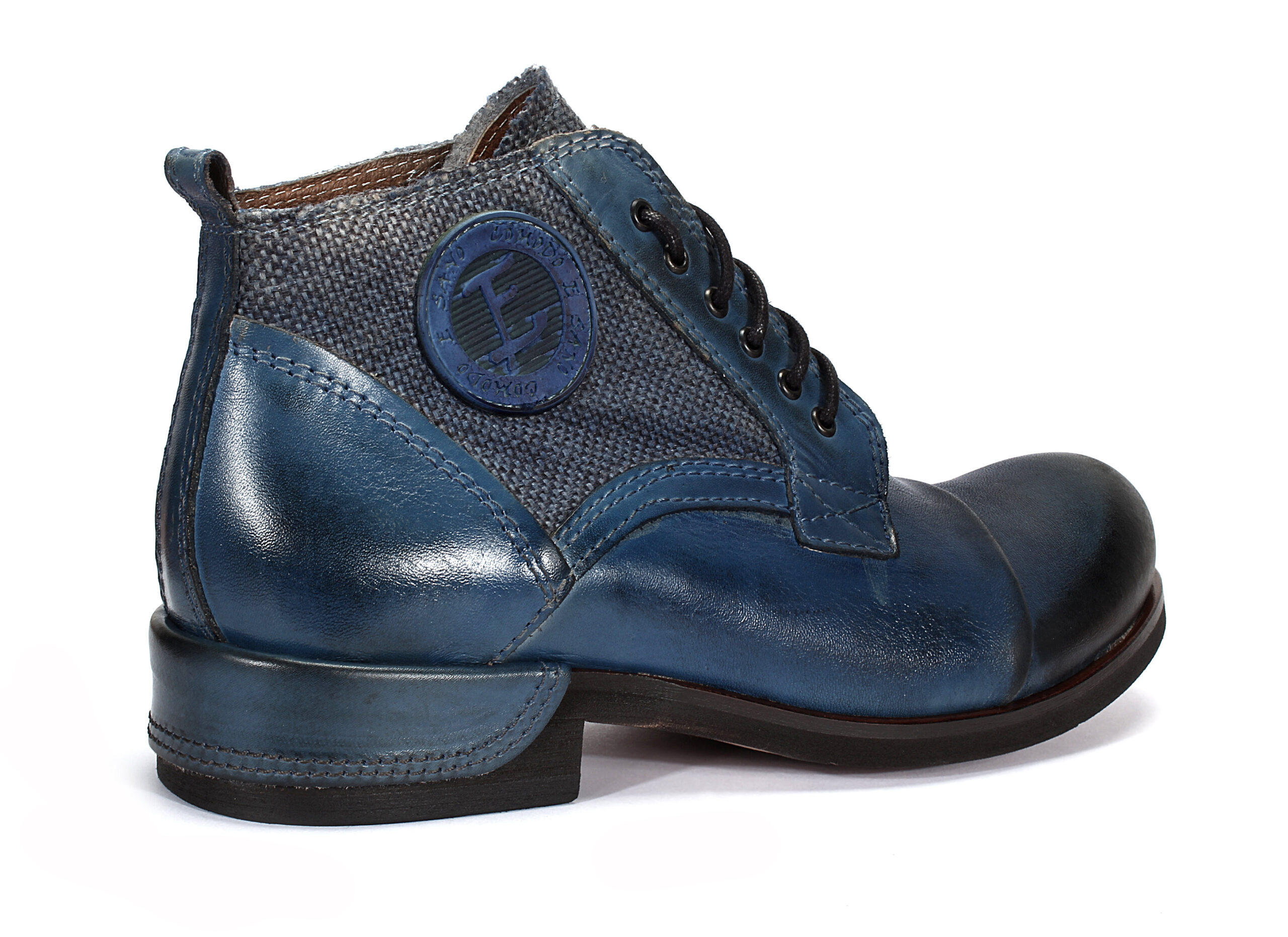 Botki Męskie Skórzane Niebieskie Malowane Felix - obrazek 3