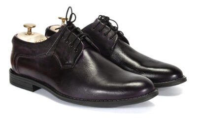 Derby Męskie Skórzane Fioletowe Louis