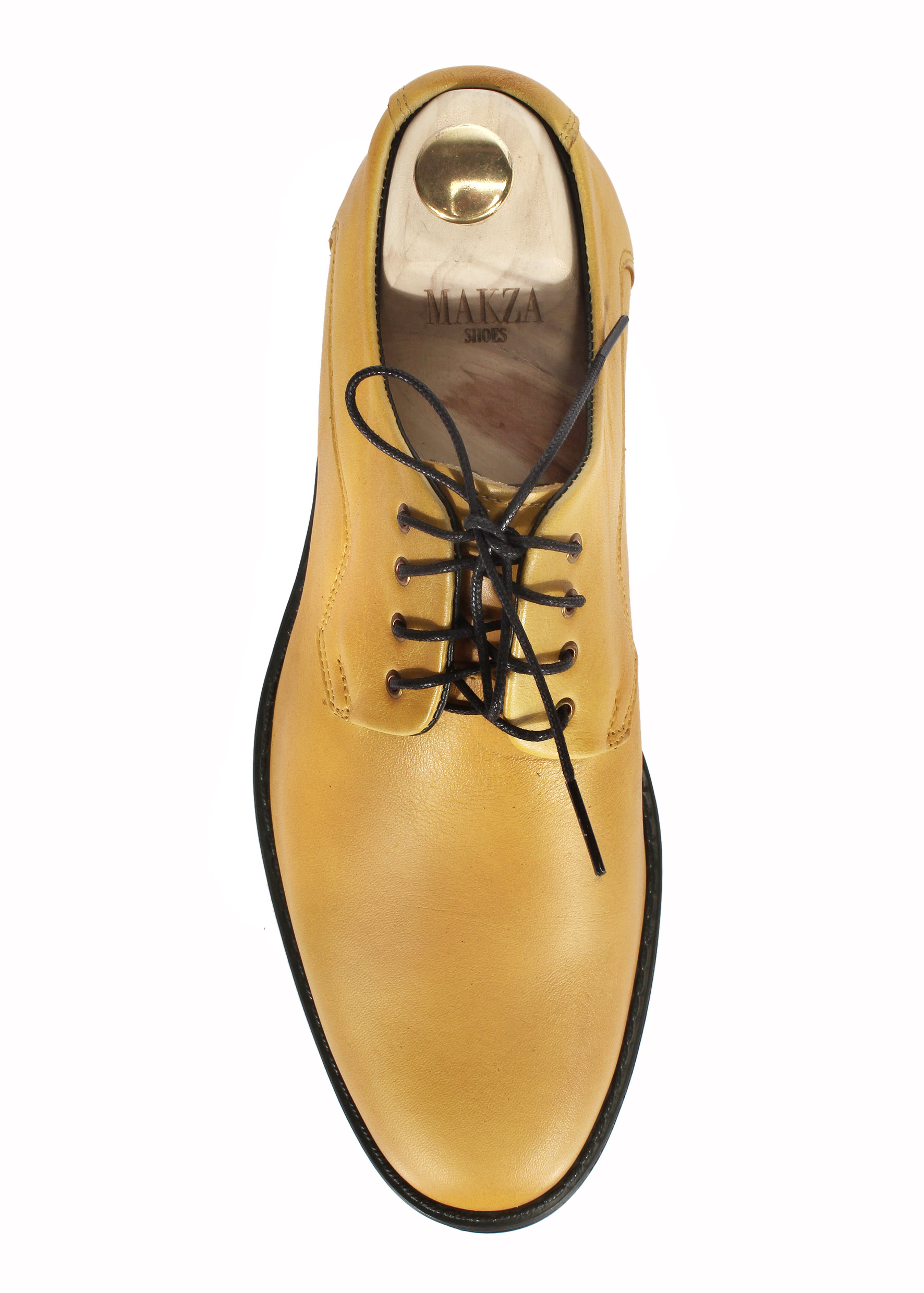 Derby Męskie Skórzane Żółte Louis - obrazek 4