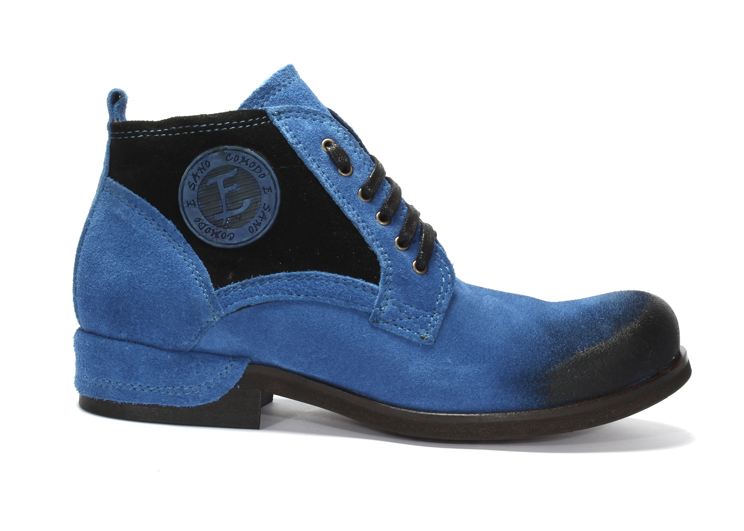 Botki Męskie Niebieskie Skórzane Zamszowe Felix - obrazek 2