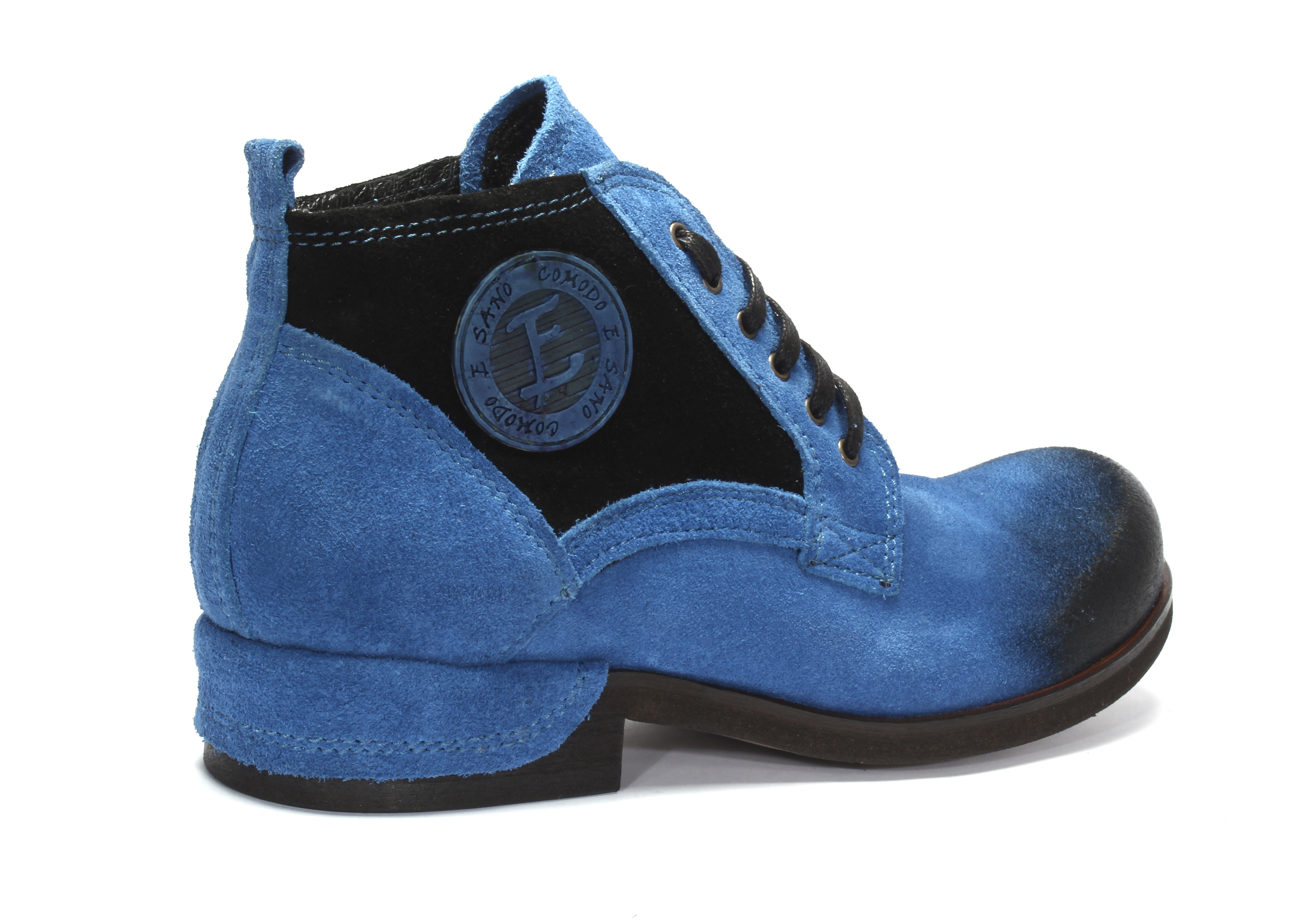 Botki Męskie Niebieskie Skórzane Zamszowe Felix - obrazek 3