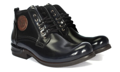 Botki Męskie Skórzane Niebiesko-Czarne Felix