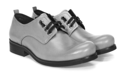 Obuwie Męskie Skórzane Szare Matt