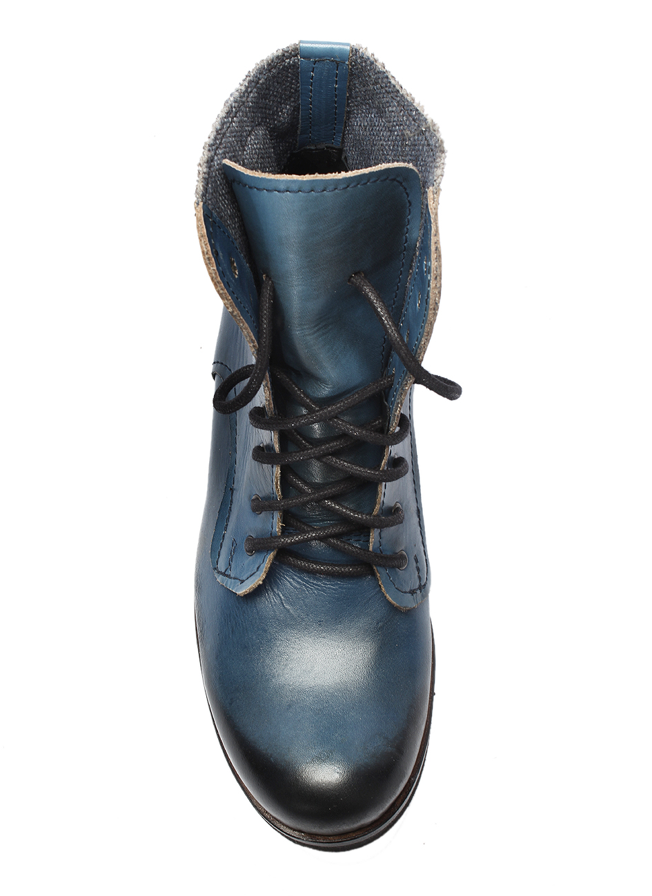 Botki Męskie Skórzane Malowane Niebieskie Colin - obrazek 4