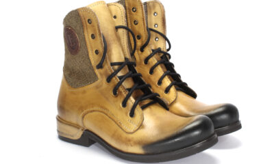 Botki Męskie Skórzane Malowane Żółte Colin