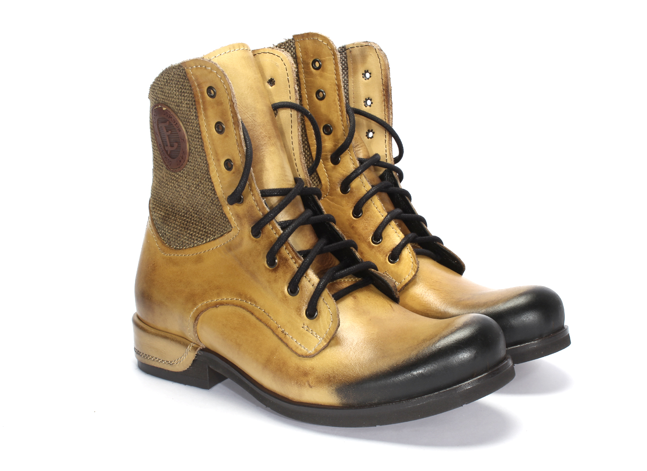 Botki Męskie Skórzane Malowane Żółte Colin