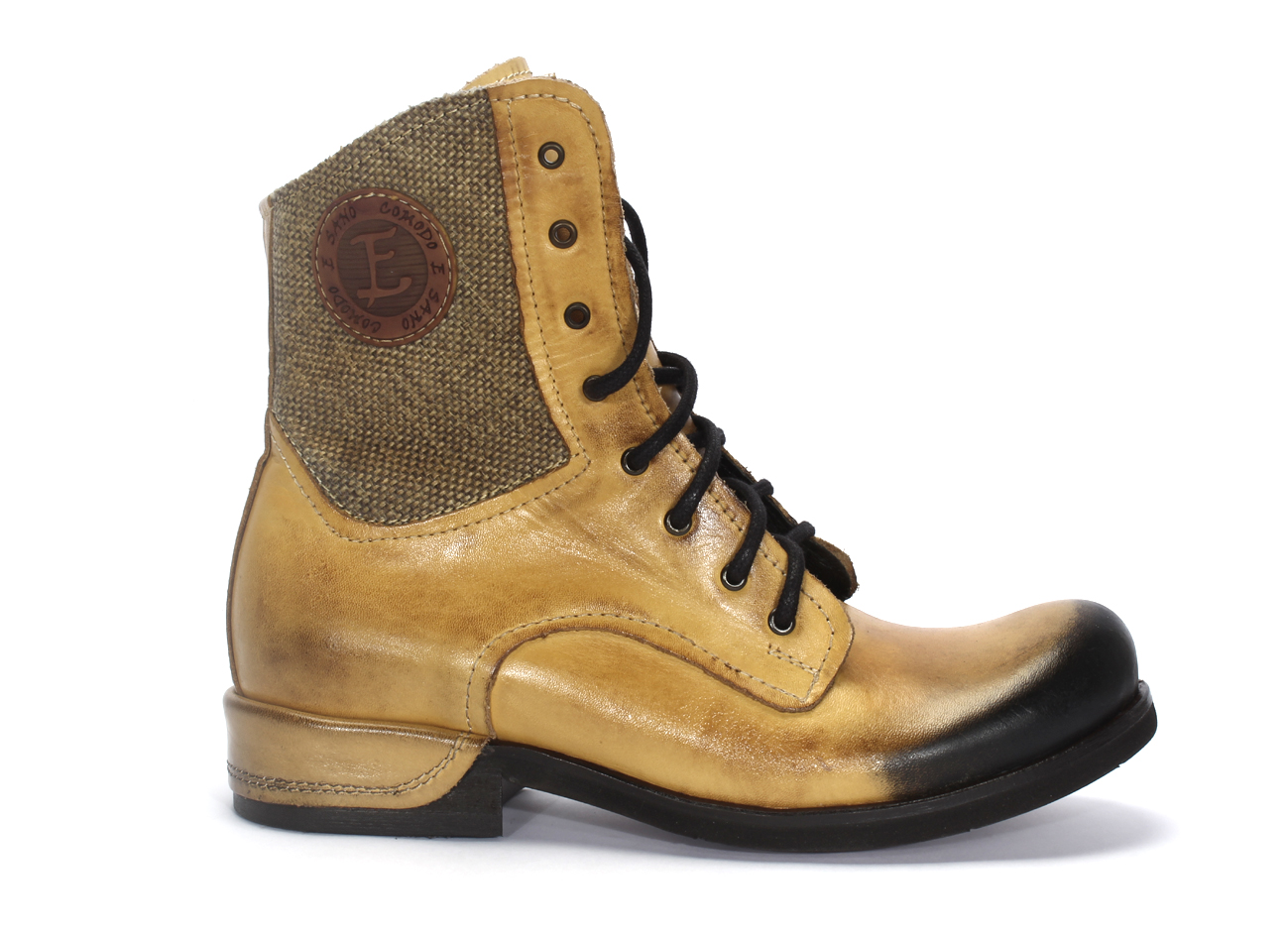 Botki Męskie Skórzane Malowane Żółte Colin - obrazek 2