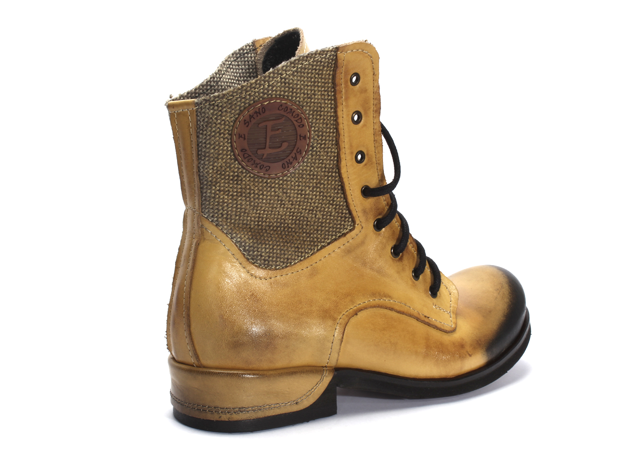 Botki Męskie Skórzane Malowane Żółte Colin - obrazek 3