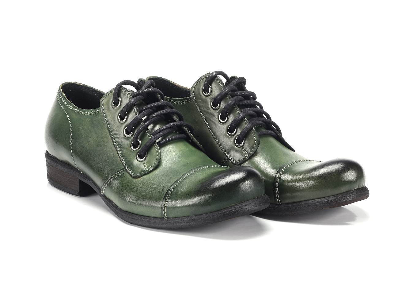 Obuwie Męskie Skórzane Zielone Charles