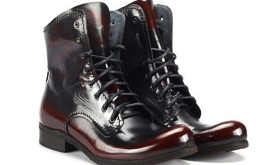 Botki Męskie Skórzane Czerwono-Czarne Colin