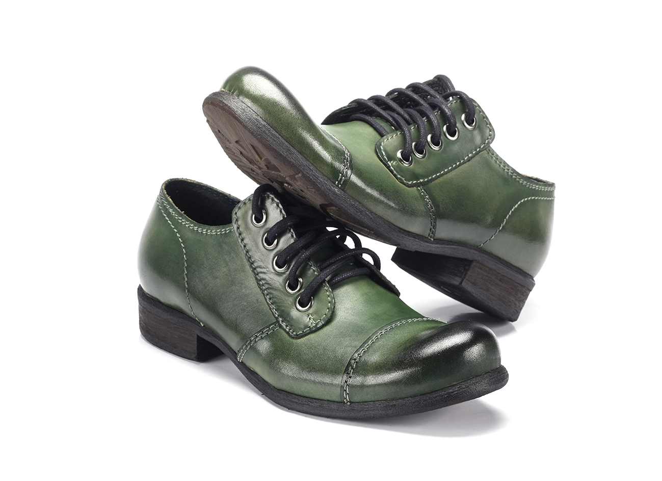 Obuwie Męskie Skórzane Zielone Charles - obrazek 4