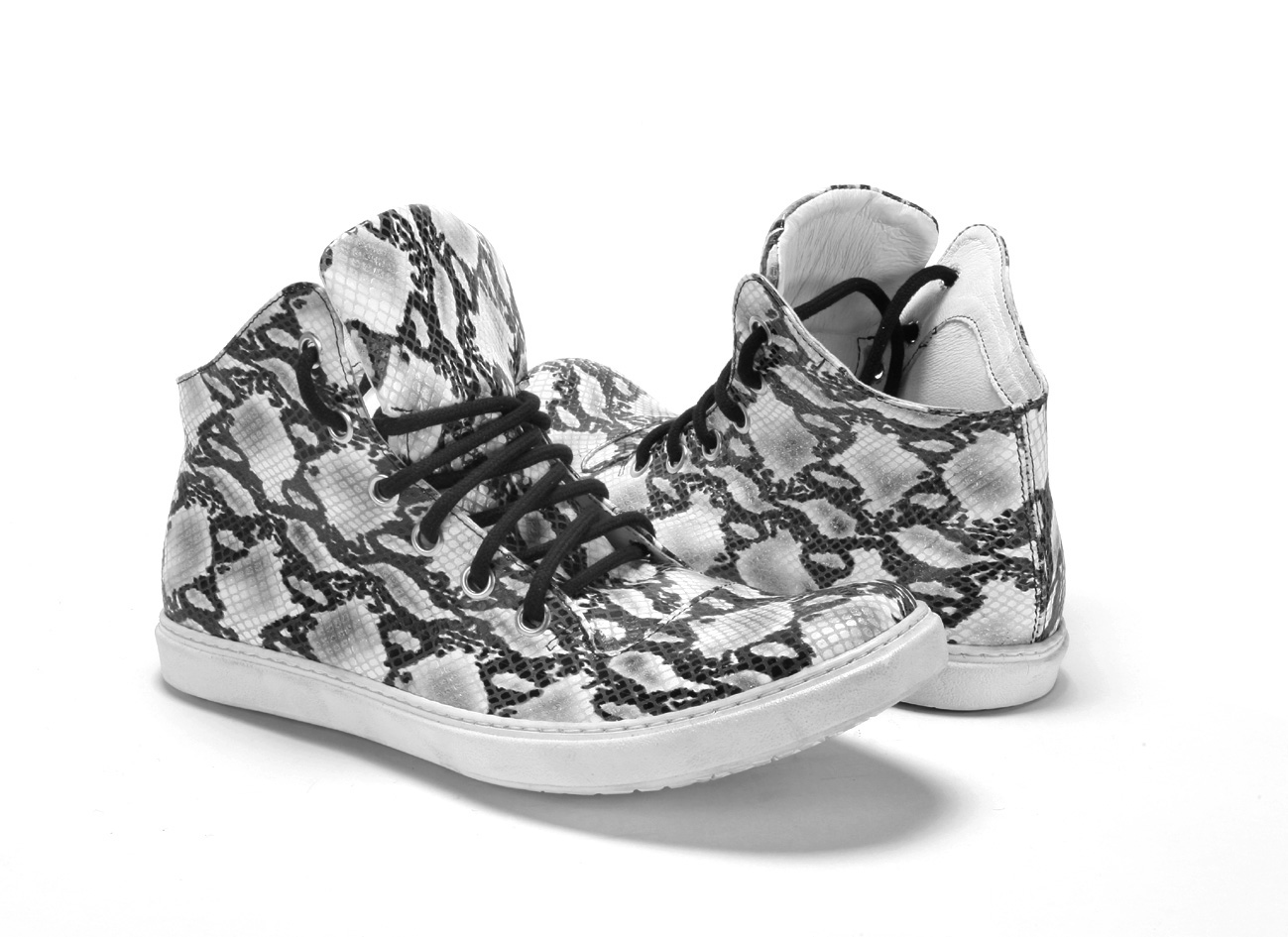 Trampki Męskie Skórzane Biało-Czarne Liam - obrazek 5