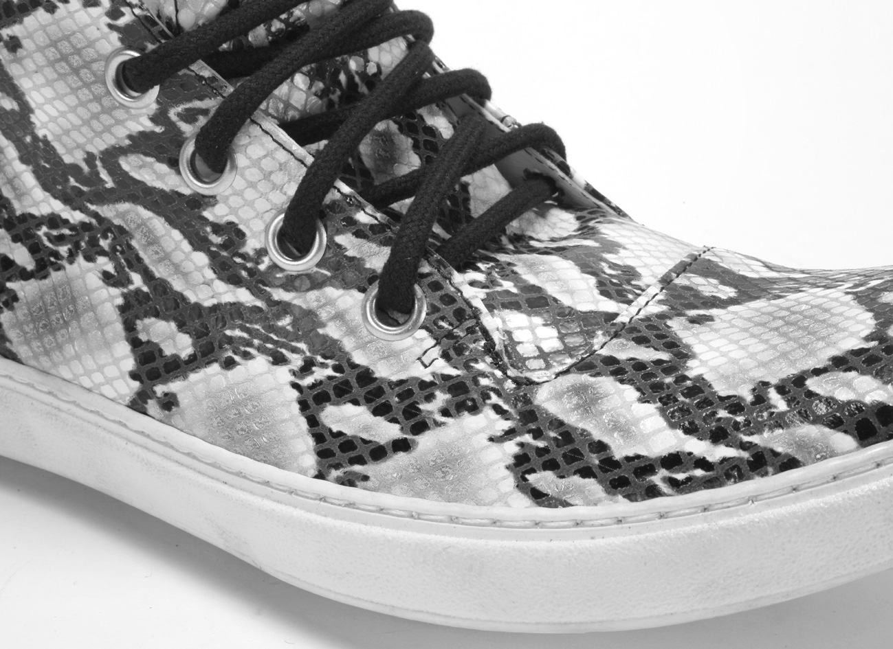 Trampki Męskie Skórzane Biało-Czarne Liam - obrazek 4