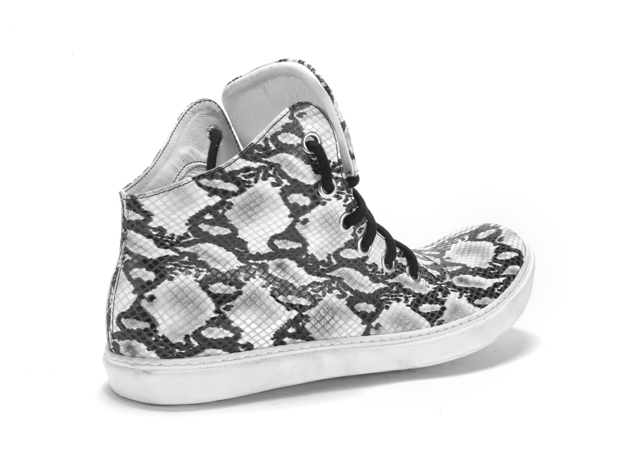 Trampki Męskie Skórzane Biało-Czarne Liam - obrazek 3