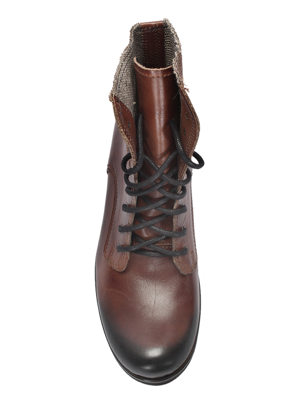 Botki Męskie Skórzane Malowane Brązowe Colin - obrazek 4