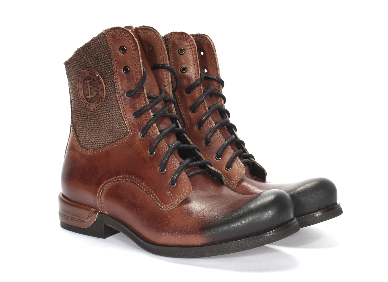 Botki Męskie Skórzane Malowane Brązowe Colin