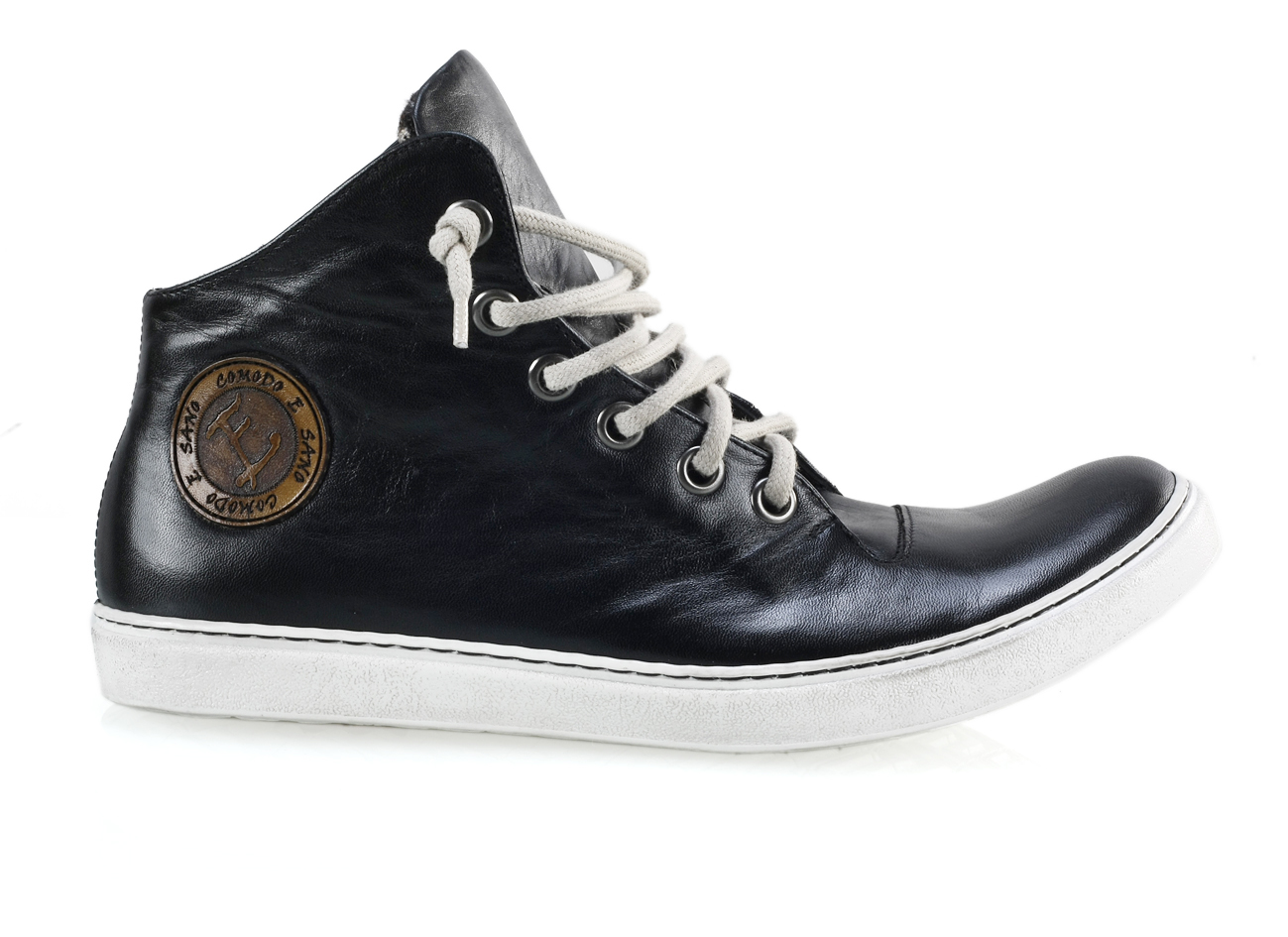 Trampki Męskie Skórzane Czarne Liam - obrazek 2