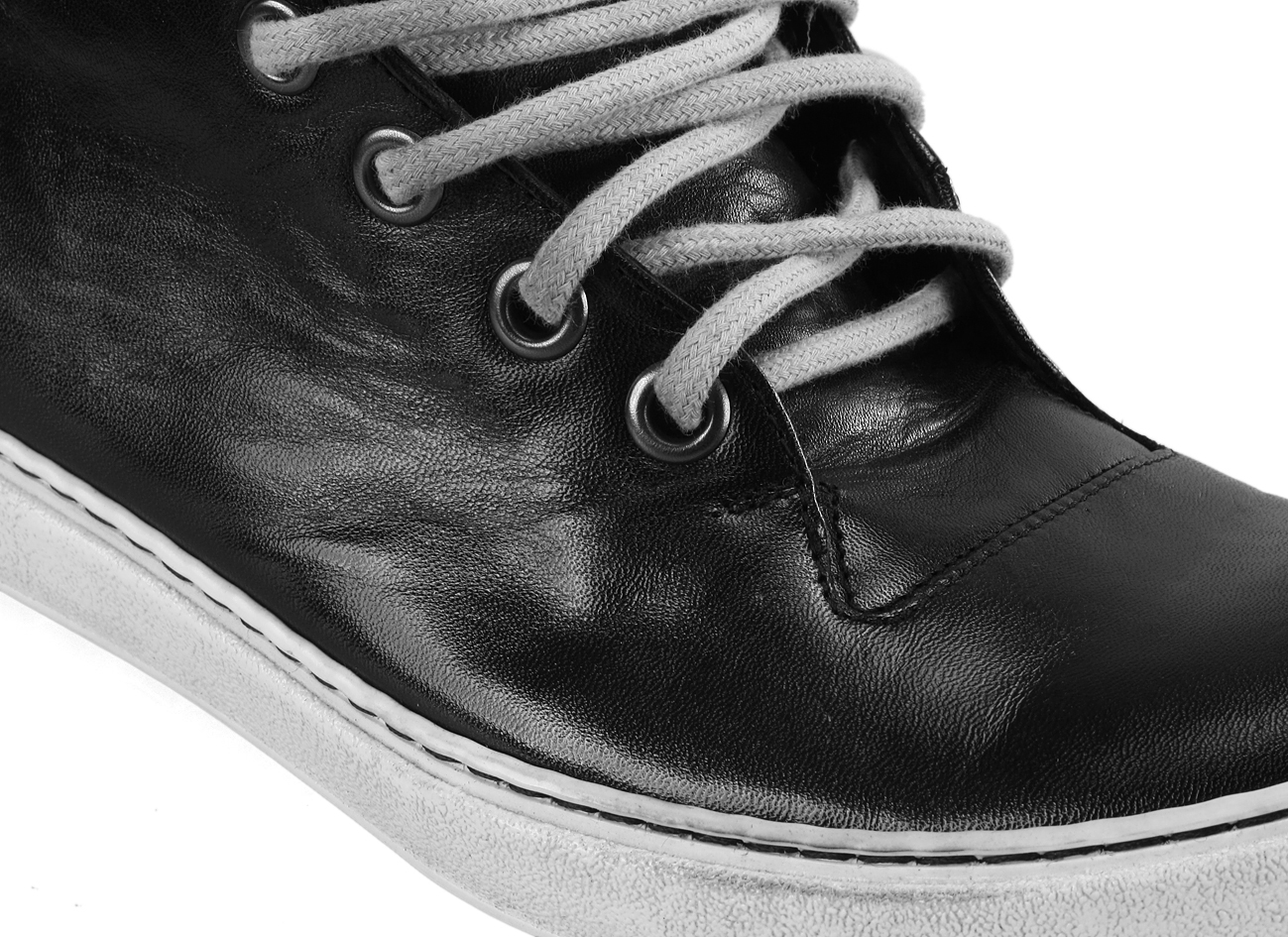 Trampki Męskie Skórzane Czarne Liam - obrazek 4