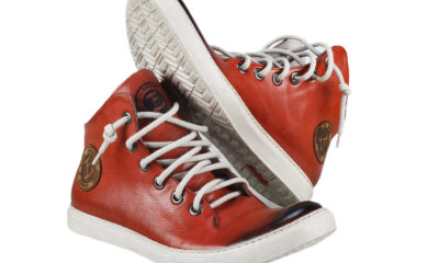 Trampki Męskie Skórzane Czerwone Liam