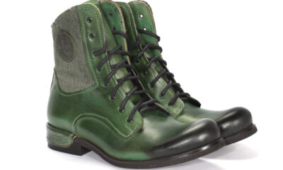 Botki Męskie Skórzane Malowane Zielone Colin
