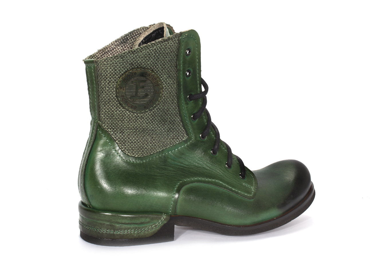 Botki Męskie Skórzane Malowane Zielone Colin - obrazek 3