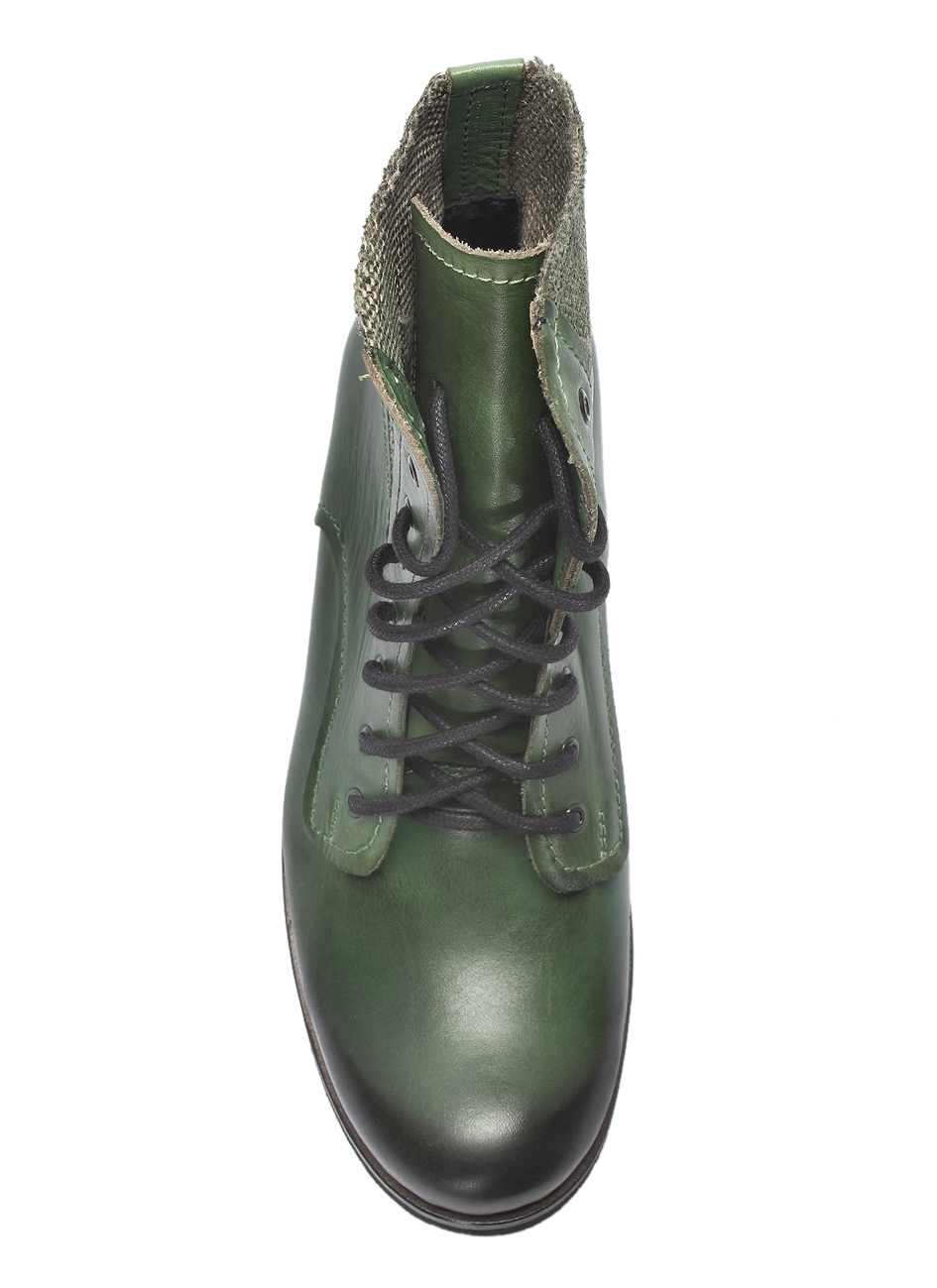 Botki Męskie Skórzane Malowane Zielone Colin - obrazek 4