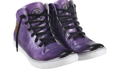 Trampki Męskie Skórzane Fioletowe Liam