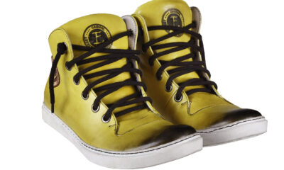 Trampki Męskie Skórzane Żółte Liam