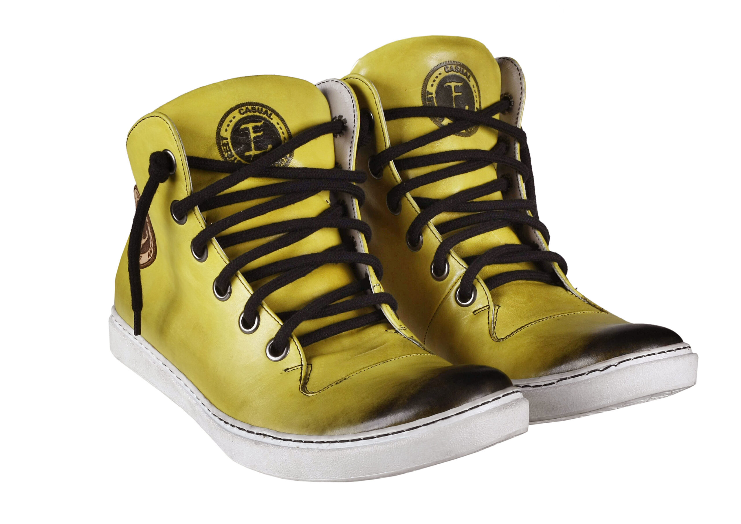 Trampki Męskie Skórzane Żółte Liam