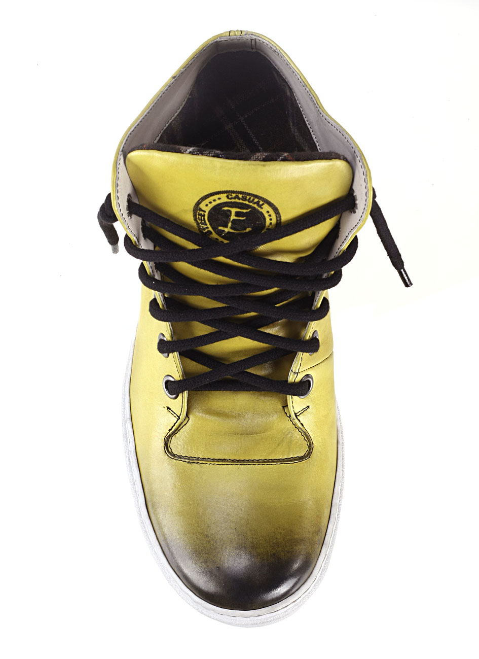 Trampki Męskie Skórzane Żółte Liam - obrazek 5