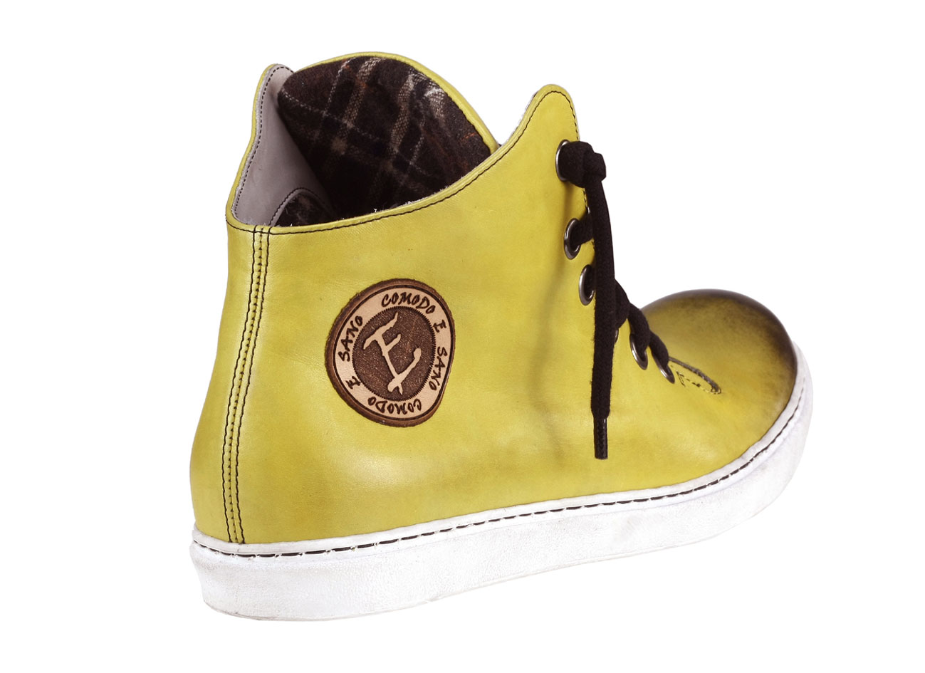 Trampki Męskie Skórzane Żółte Liam - obrazek 3