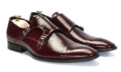 Monki Męskie Skórzane Bordowe Cris