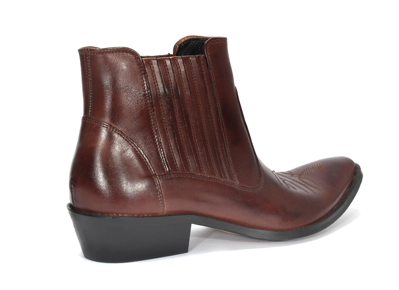 Kowbojki Męskie Skórzane Malowane Brązowe Carlos 2 - obrazek 3