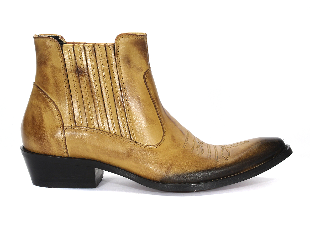 Kowbojki Męskie Skórzane Żółte Carlos - obrazek 2