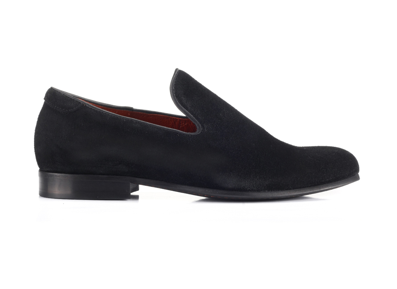 Mokasyny Męskie Skórzane Czarne Zamszowe Michael - obrazek 2