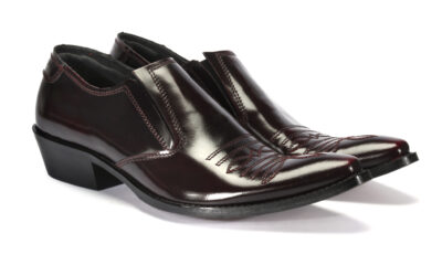 Kowbojki Niskie Męskie Skórzane Czarno-Czerwone Carlito