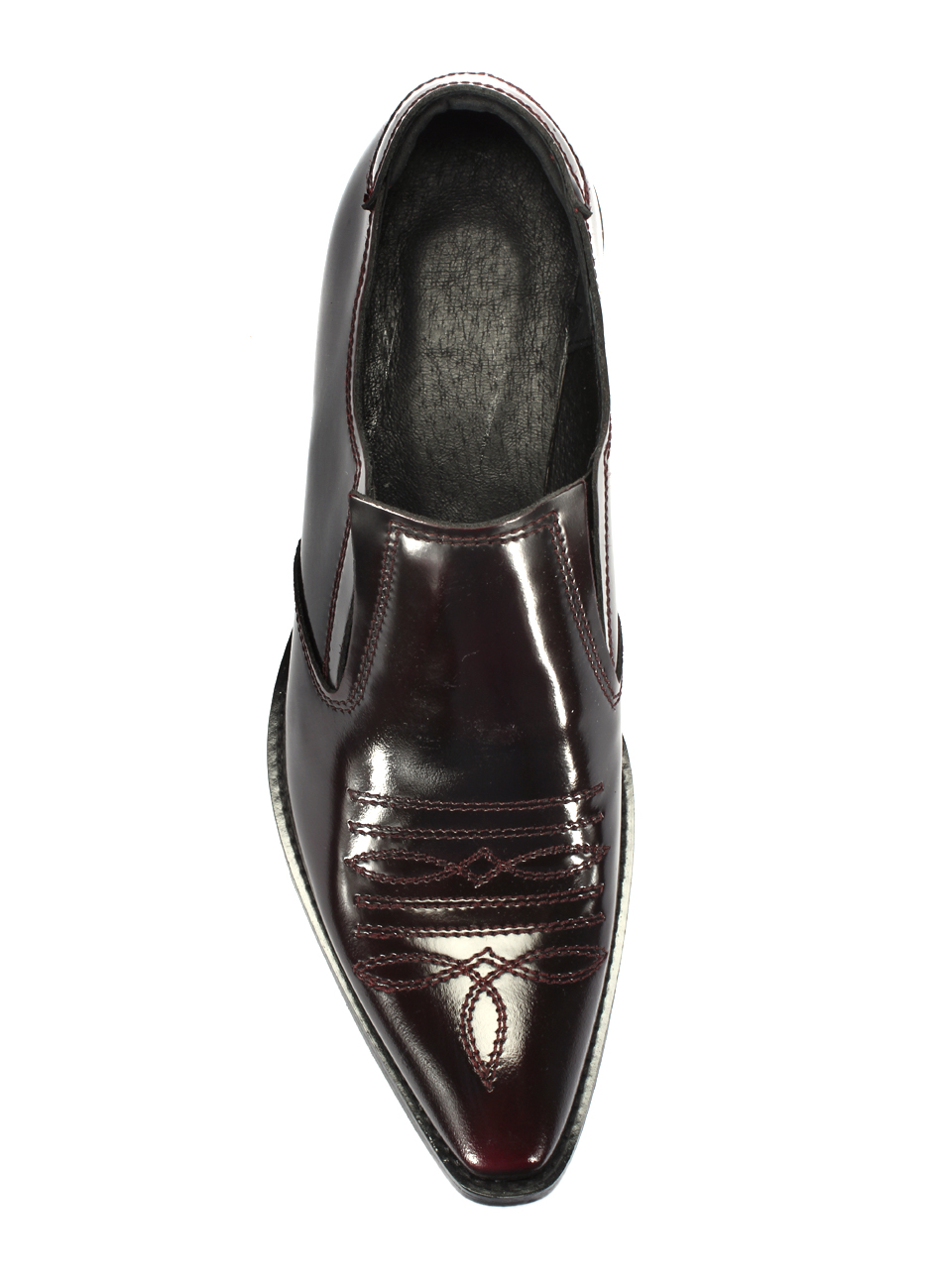 Kowbojki Niskie Męskie Skórzane Czarno-Czerwone Carlito - obrazek 4